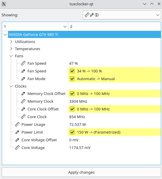 Showing pending changes